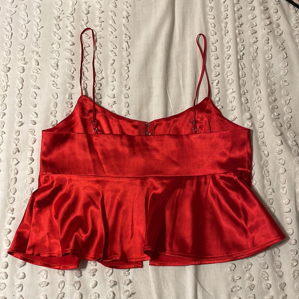 Red Button Up Top - Picture 2 of 2